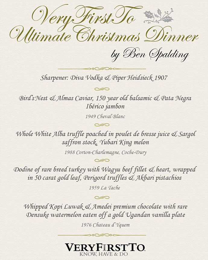 The most expensive Christmas dinner menu