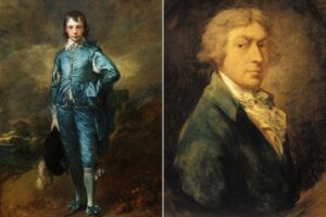 The Blue Boy was painted by Thomas Gainsborough (right) in 1770  IMAGE COPYRIGHT NATIONAL GALLERY/GETTY Мальчик в голубом