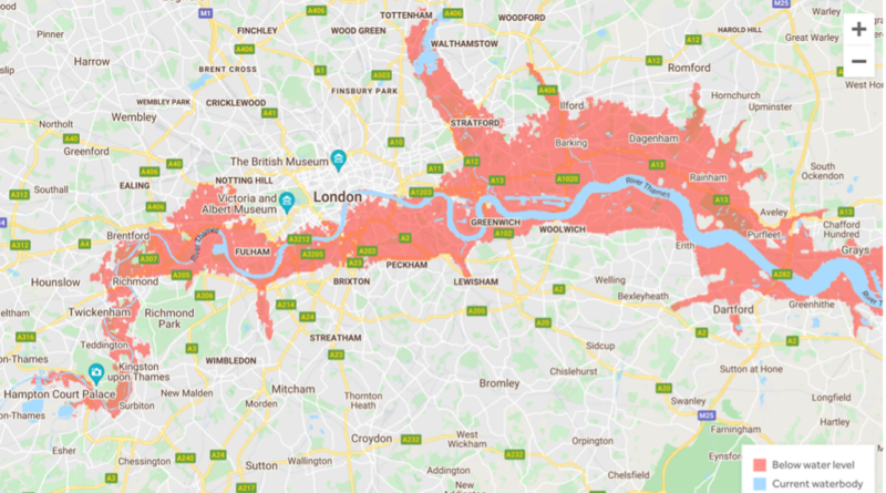 Создана карта будущих подтоплений Лондона