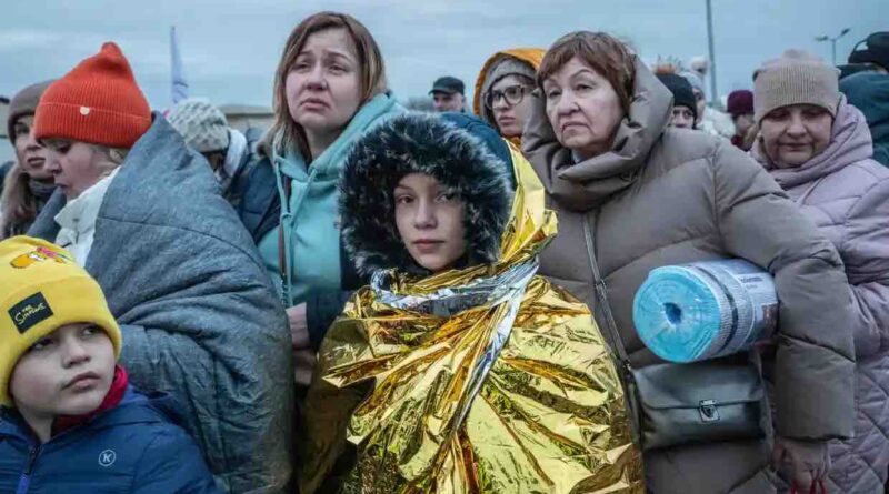 Thousands of Ukrainian refugees, mostly women and children, arrived in Medyka the crossing border between Poland from Ukraine.